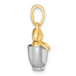 14k with White Rhodium Polished 3-D Cat In Mug Charm - Image 2
