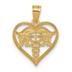14k Polished And Textured RN Symbol in Open Heart Pendant - Image 3