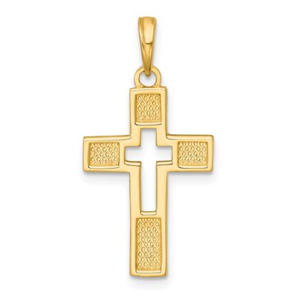 14K Polished Cut-Out Latin Cross Charm