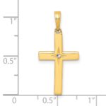 14K with White Rhodium Diamond-cut Latin Cross Pendant - Image 4