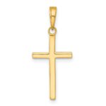 14k Polished Textured Cross Pendant - Image 3