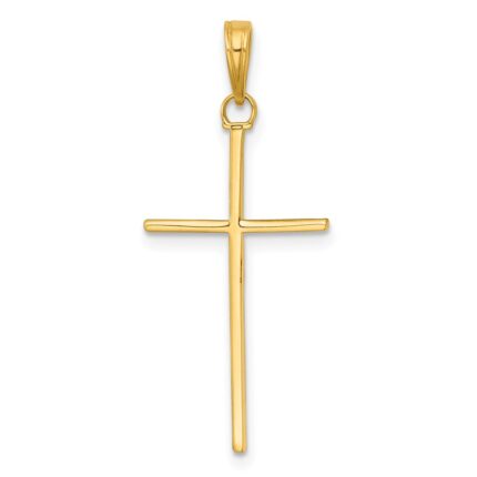 14K 3-D and Polished Stick Cross Pendant