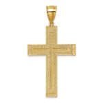 14k and White Rhodium Polished Diamond-cut Textured Fancy Latin Cross Pendant - Image 3