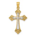 14k Two-tone Diamond-cut Polished Passion Cross Pendant