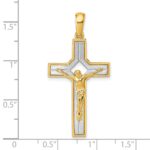 14k Two-tone Polished and Satin Crucifix With Square Cut Out Pendant - Image 4