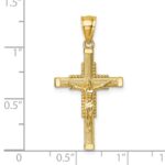 14k Polished Diamond-cut Textured Crucifix Pendant - Image 4