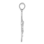14k Polished White Gold Diamond-cut Textured Crucifix Pendant - Image 2