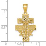 14k Polished Diamond-cut Cara Vaca Crucifix Pendant - Image 4