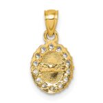 14k Polished CZ Our Lady of Guadalupe Oval Charm Pendant - Image 3