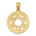 14k Polished CZ Star of David in Circle Pendant - Image 3