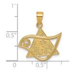 14k Polished and Textured CZ Bird and Triangle Star of David Pendant - Image 4