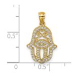 14k Polished CZ Hamsa Pendant - Image 4