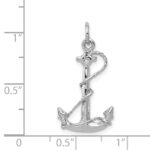 14K White Gold Solid Polished 3-D Anchor with Rope Charm - Image 4