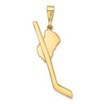 14K and White Rhodium Solid Polished Hockey Stick and Glove Pendant - Image 3