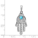 14k White Gold Turquoise Filigree Chamseh Pendant - Image 4
