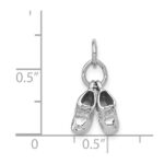 14k White Gold 3-D Moveable Baby Shoes Charm - Image 3