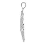 14k White Gold Diamond-cut Spiral Circle Pendant - Image 2