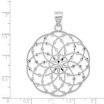 14k White Gold Diamond-cut Spiral Circle Pendant - Image 4