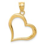 14K Polished Open Dangling Heart Pendant