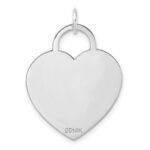 14k White Gold Polished Engravable 22mm Heart Disc Pendant - Image 3