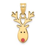14k Enameled Red-Nosed Reindeer Charm