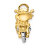 14k Two-tone 3-D Motorcycle with Moveable Wheels Pendant - Image 2