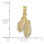 14k and White Rhodium 3-D HAWAII Double Flip-Flop Pendant - Image 4