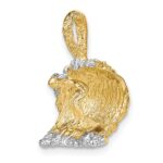 14K and White Rhodium 3-D Surfer In Wave Charm - Image 5