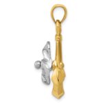 14k Two-tone 3-D Anchor with Moveable Propeller Pendant - Image 2