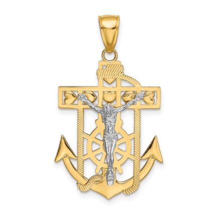 14k Two-tone Mariners Crucifix Pendant