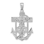 14k White Gold Mariners Crucifix Pendant