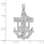 14k White Gold Mariners Crucifix Pendant - Image 3