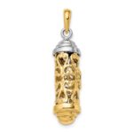 14K Two-Tone 3-D Mezuzah Pendant