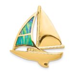 14K Lab Created Opal Sailboat Omega Slide