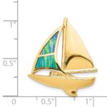 14K Lab Created Opal Sailboat Omega Slide - Image 4