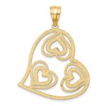 14K and White Rhodium Polished Hearts Inside Heart Pendant - Image 3