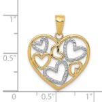 14K and White Rhodium Polished Hearts inside Heart Pendant - Image 4