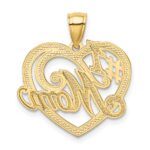 14k and White Rhodium #1 MOM Heart Pendant - Image 3