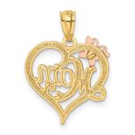 14k Two-tone with White Rhodium MOM with Butterfly Heart Pendant - Image 3
