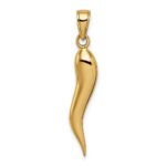 14k Large 3-D Italian Horn Pendant - Image 4
