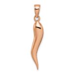 14k Rose Gold Large 3-D Italian Horn Pendant - Image 3