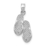 14k  3-D White Gold Flip Flops Pendant