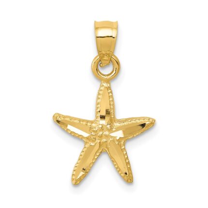 14K Diamond-cut Starfish Pendant