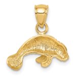14K Satin Diamond-cut Manatee Pendant - Image 4