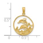14k Double Dolphin Circle Pendant - Image 4