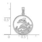 14K White Gold Double Dolphin Circle Pendant - Image 4
