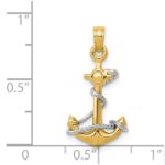 14K Two-Tone 3-D Anchor with Rope Pendant - Image 4