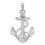 14K White Gold Anchor with Rope Pendant - Image 3