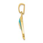 14k Lab Created Opal Dolphin Pendant - Image 2