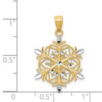 14k and White Rhodium Diamond-cut Snowflake Pendant - Image 4